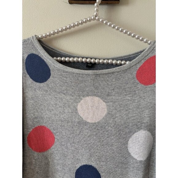 Ann Taylor Womens Size M Gray Pullover Sweater Multicolor Dots Cotton Blend - Picture 2 of 4